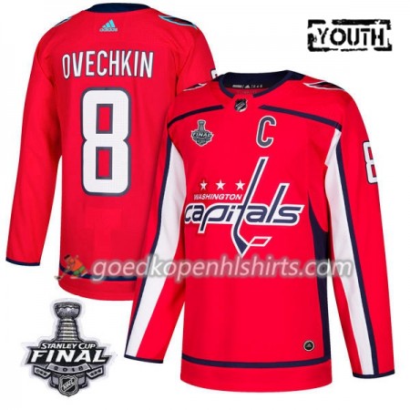 Washington Capitals Alex Ovechkin 8 2018 Stanley Cup Final Patch Adidas Rood Authentic Shirt - Kinderen
